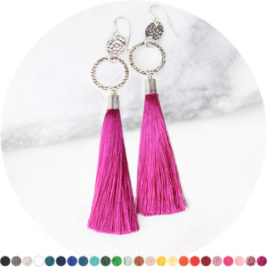 silver Double twice Hammered tassel earrings NEXT ROMANCE jewellery designs australia