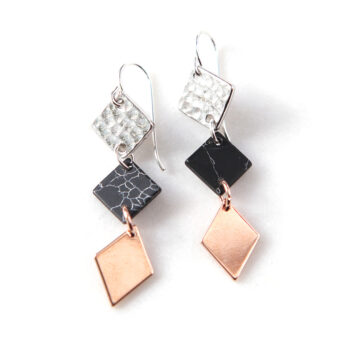 minimal modern next romance earrings black marble 3 tone drop dangles.JPG