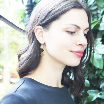 3 tier diamond earrings gold julz model
