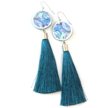 paint me teal tassel art earrings coin NEXT ROMANCE unique jewellery melbourne