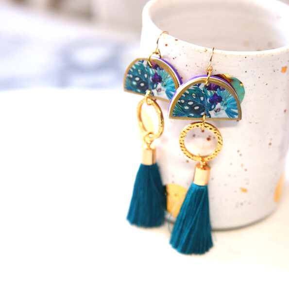 _TROPICAL TEAL moon dancer art tassel earrings - Unique art jewellery ...