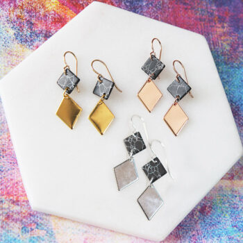 2 tier black marble earrings NEXT ROMANCE jewellery australia