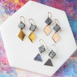 2 tier black marble earrings NEXT ROMANCE new australian designs