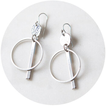 large disk and bar earrings with hammered coin top NEXT ROMANCE fine funky jewellery.JPG
