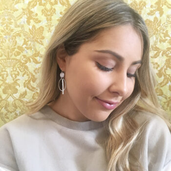 large disk and bar earrings with hammered coin top NEXT ROMANCE fine funky jewellery