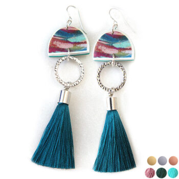 peacock dirty dancing ochre teal tassel earrings NEXT ROMANCE options art jewellery australia