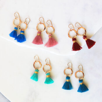 hammered gold coin mini tassel NEW NEXT ROMANCE jewellery unique fun funky earrings handmade in australia