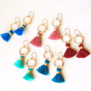 hammered gold coin mini tassel NEW NEXT ROMANCE jewellery unique fun funky earrings handmade in australia