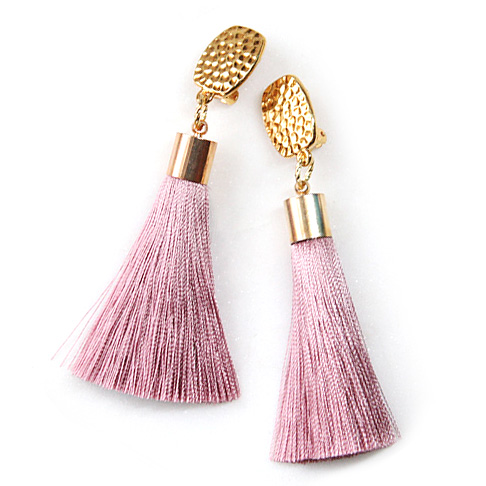 tassel clip on earrings silky thick hammered clasp australian design