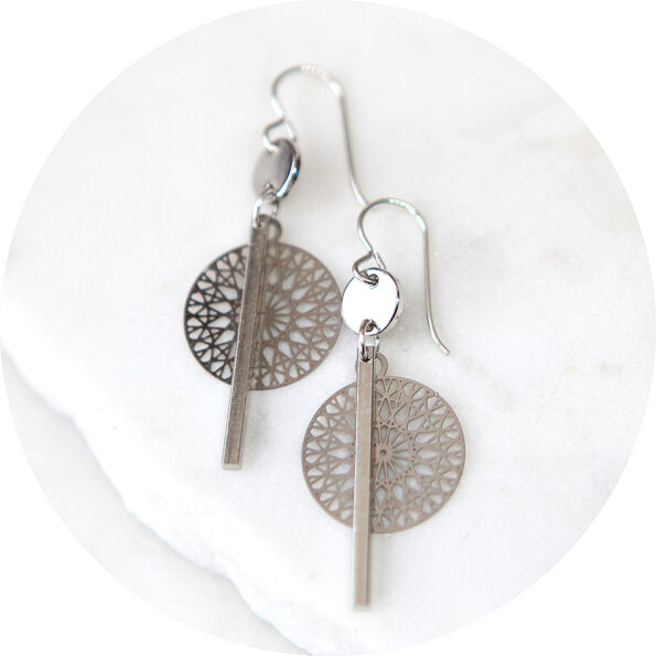 coin bar cathedral silver funky earrings Next Romance Jewels