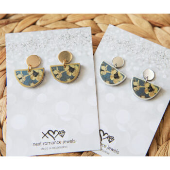 devoi neophiliy little moon stud earrings gold silver grey floral next romance jewellery