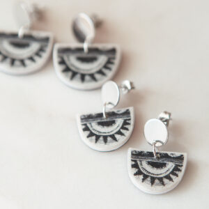 silver stud black moon sun art tile earrings unique made in australia melbourne design next romance