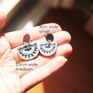 size silver stud black moon sun art tile earrings unique made in australia melbourne design next romance