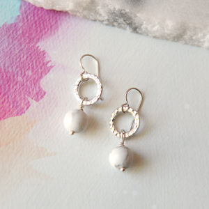 Next romance Marble Pearl Hammered howlite drop earrings gold silver rose