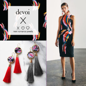 Devoi electric heart collaboration earrings choose tassel colour and length