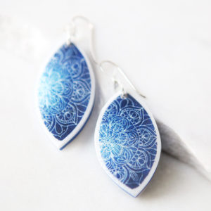 blue mandala marquis art earrings polyresin tile next romance jewellery australia