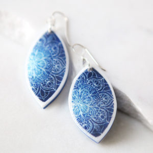 blue mandala marquis art earrings polyresin tile next romance jewellery australia
