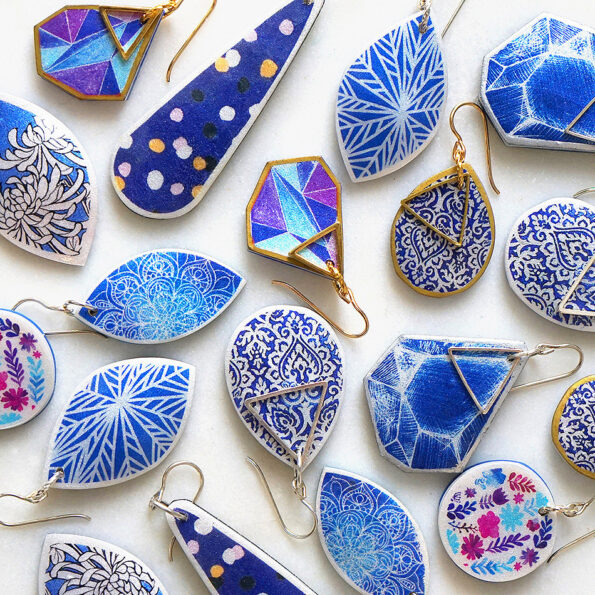 unique handmade earrings goddess BLUE all NEXT ROMANCE jewellery xo