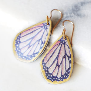 butterfly art unique earrings teardrop orange next romance jewellery australia