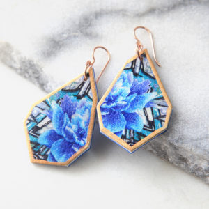 blue graffiti rose art geo earrings next romance designer melbourne