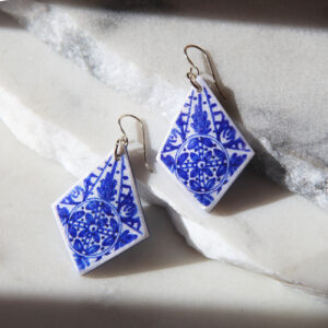 Blue INK Art Collection Earrings - sapphire rhombus Next romance jewellery handmade in Australia melbourne design make it collective jewellery