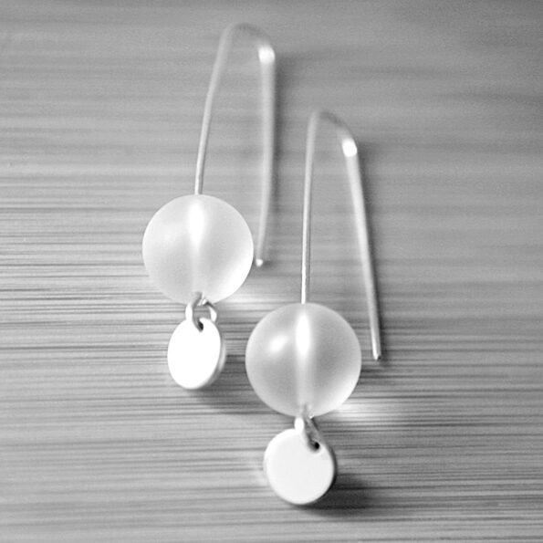 frosted glass sterling silver coin earrings queen next romance jewellery