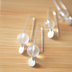 frosted glass sterling silver coin earrings queen next romance jewellery