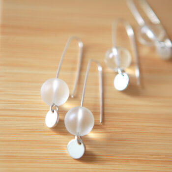 frosted glass sterling silver coin earrings queen next romance jewellery