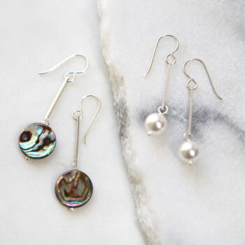 paua shell lollipop drop earrings NEXT ROMANCE jewellery and pearl