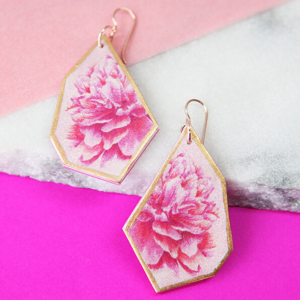 peony flora geometric wing pink marble rose gold NEXT ROMANCE jewellery unique funky designs