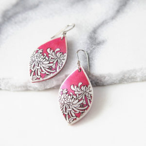 red chrysanthemum unique art earrings Next Romance Jewellery
