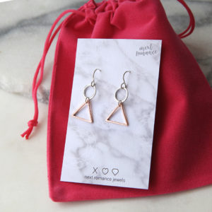 triangle two tone mini loop hoop earrings silver modern next romance jewellery