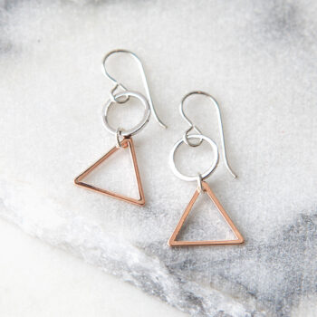 triangle two tone mini loop hoop earrings silver modern next romance jewellery