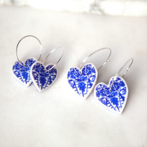 heart on hoop 25 or 30mm blue morocco ceramic-style next romance jewellery