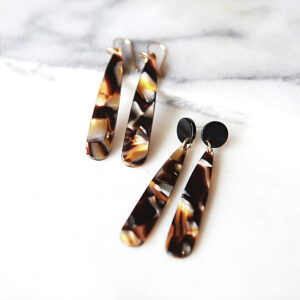 long teardrop tortoiseshell black gold brown earrings next romance jewellery australia
