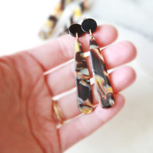 long teardrop tortoiseshell black gold brown earrings next romance jewellery australian design