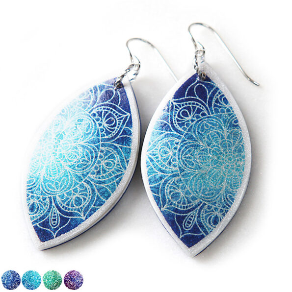 blue mandala marquis art earrings polyresin tile next romance jewellery australia