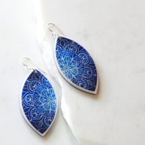 navy 5cm blue mandala marquis art earrings polyresin tile next romance jewellery australia