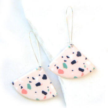 pink triangle terrazzo long hook earrings next romance jewellery unique