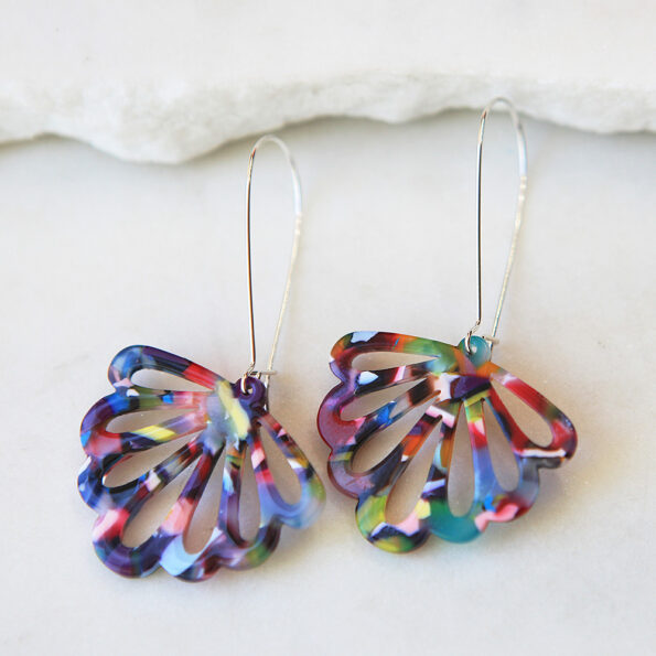 rainbow butterfly flower earrings long hooks next romance jewellery australia