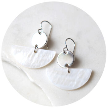 half moon shell and coin rose gold earrings next romance unique melbourne jewellery