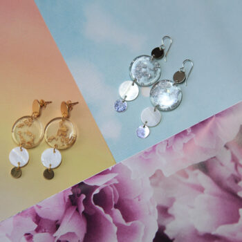 4 coin multi drop earrings silver gold foil flakes Next Romance new jewellery melbourne designer