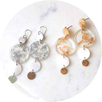 4 coin multi drop earrings silver gold foil flakes Next Romance new jewellery melbourne designer