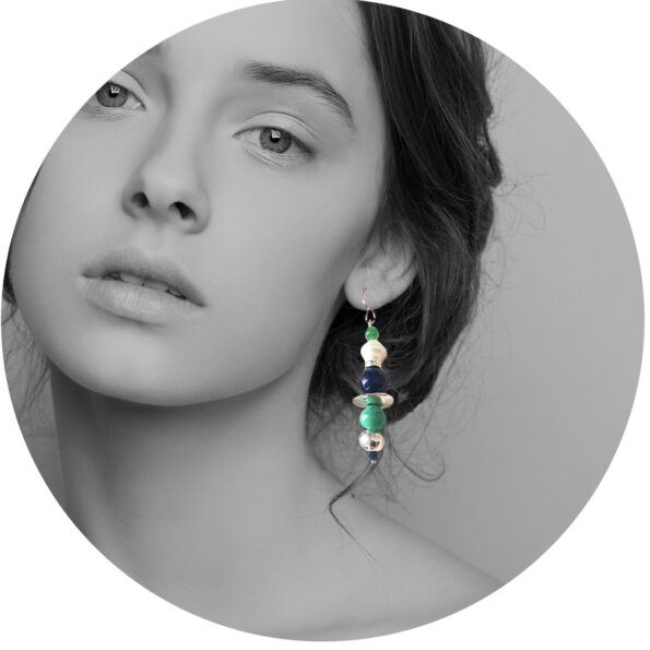 bead bar pearl lapis turquise silver unique earrings next romance