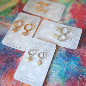 Pearl hammered HOOP earrings gold pearl new next romance jewellery made in australia design melbourne