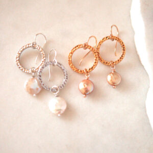 Pearl hammered HOOP earrings gold pearl new next romance jewellery made in australia design melbourne