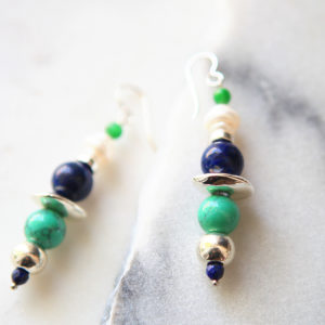 bead bar pearl lapis turquise silver unique earrings next romance