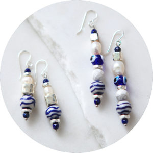 blue bead bar pearl drop iso earrings NEXT ROMANCE jewellery unique australian