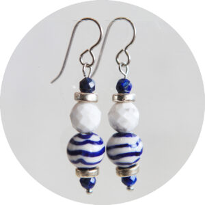 blue wave ceramic beads howlite gemstones and lapis lazuli earrings sterling silver next romance jewellery australia