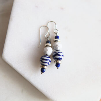 blue wavy resin handmade earrings next romance jewellery australia